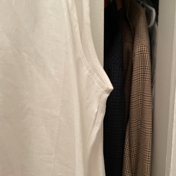 White Asymmetrical Linen Dress - Picture 2 of 6